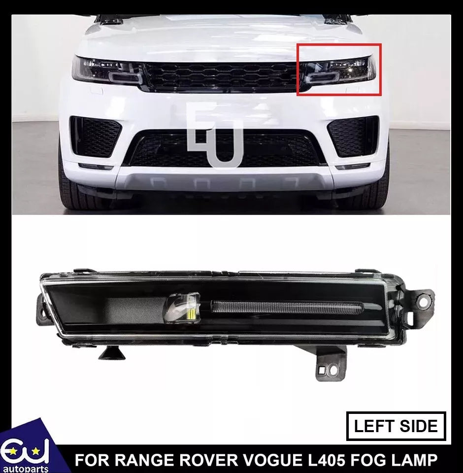 1x SMOKEY FOG LIGHT LAMP LEFT HAND BLACK LED FOR RANGE ROVER VOGUE L405 2018-22